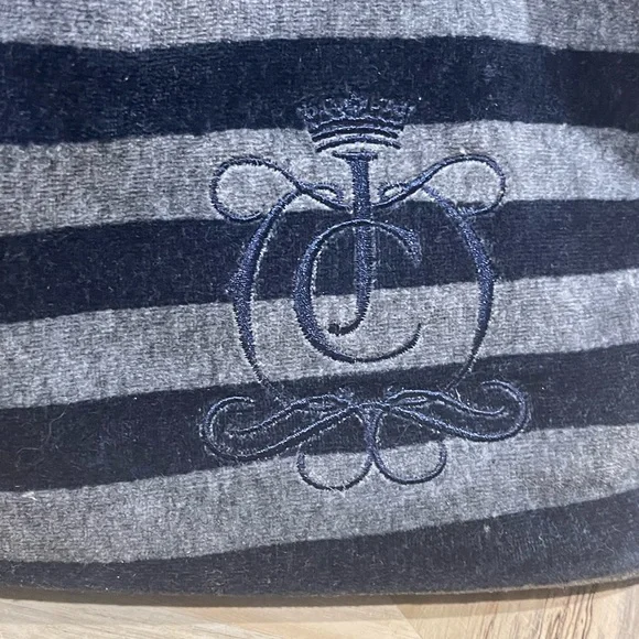 Juicy Couture Vintage Velour Navy Stripe Handbag Purse Tote - Picture 2 of 7
